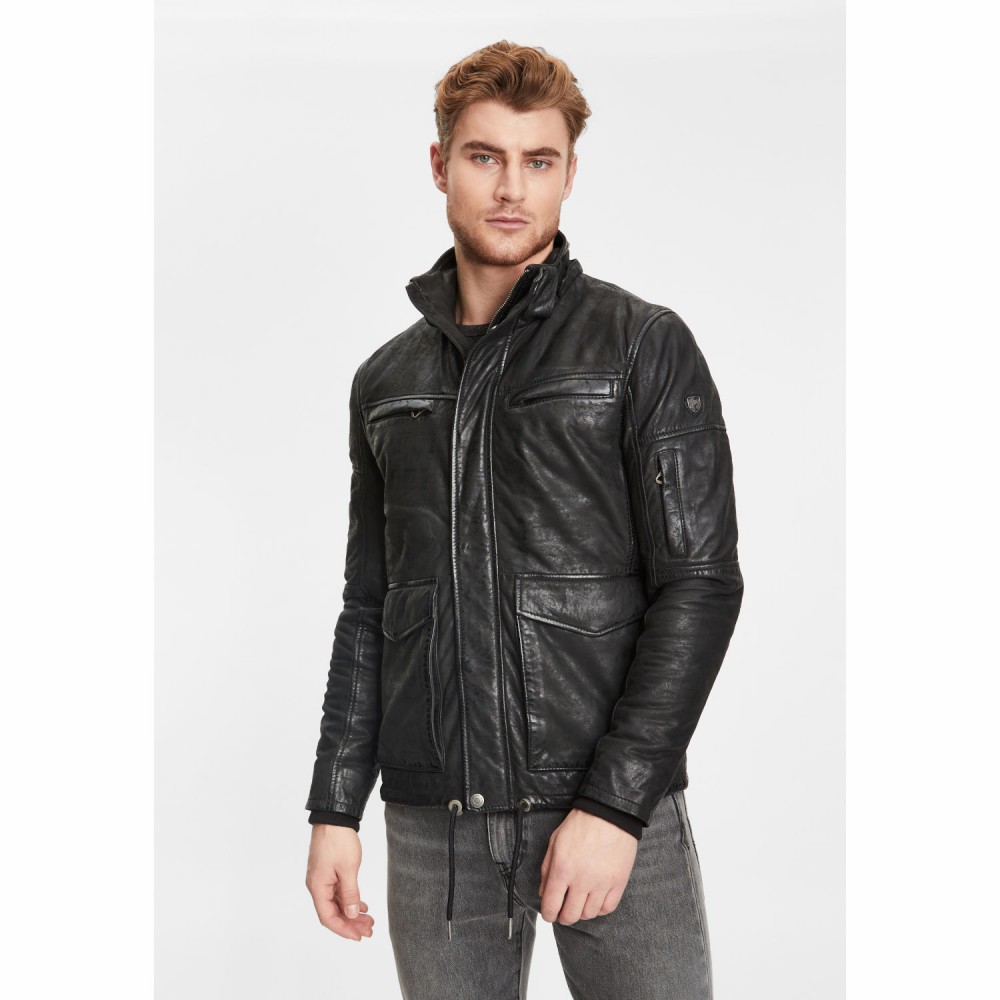 Geaca de Iarna din Piele Barbati Gipsy Neagra GMElyas Geaca de Iarna din Piele Barbati Gipsy Neagra GMElyas - readytowear.ro