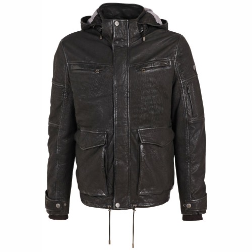 Geaca de Iarna din Piele Barbati Gipsy Neagra GMElyas