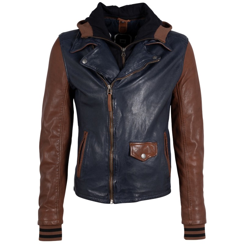 Geaca de Piele Barbati Gipsy Bleumarin/Maro GMEnver – Black Friday