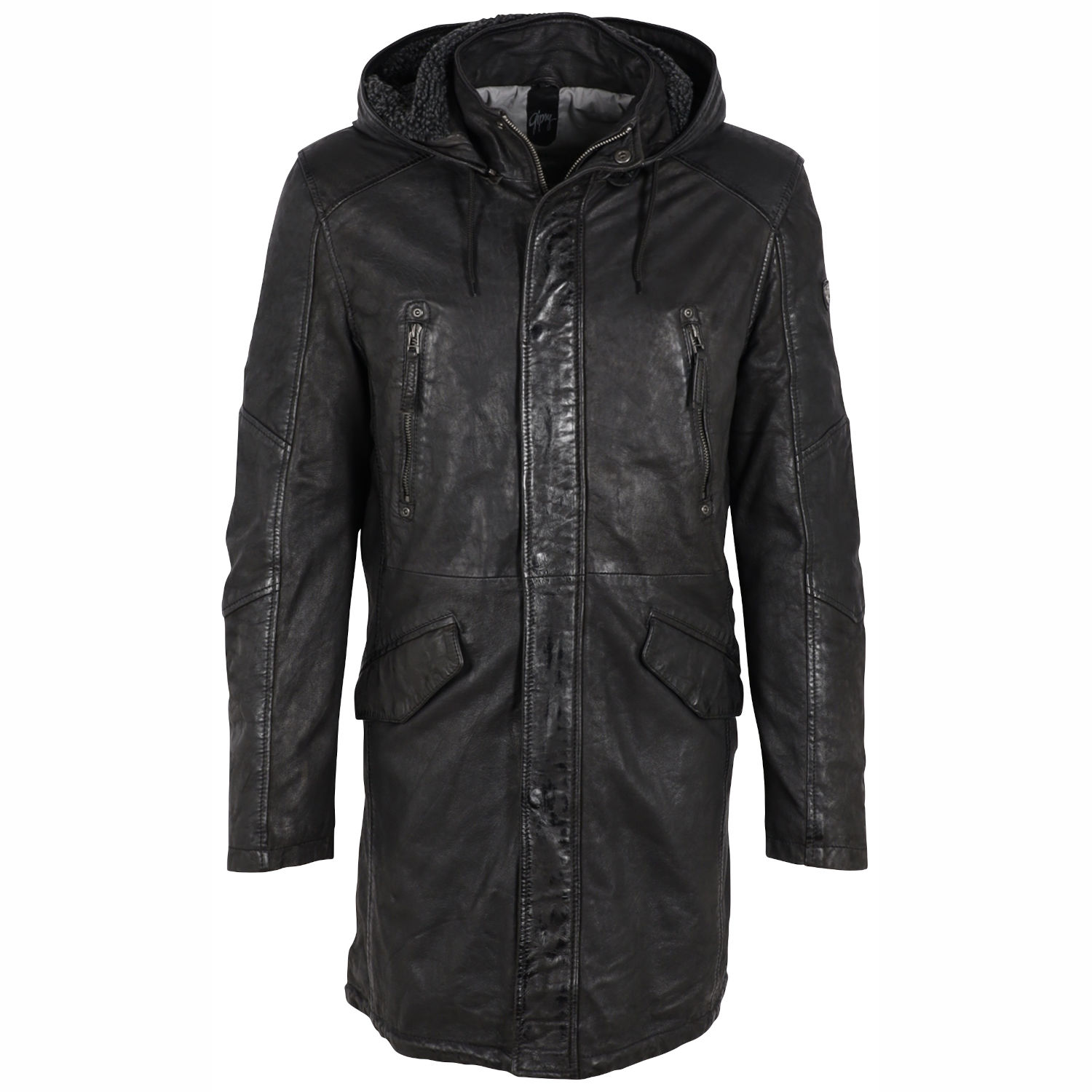 Geaca Lunga de Piele Barbati Gipsy Neagra GMEsmond – Black Friday