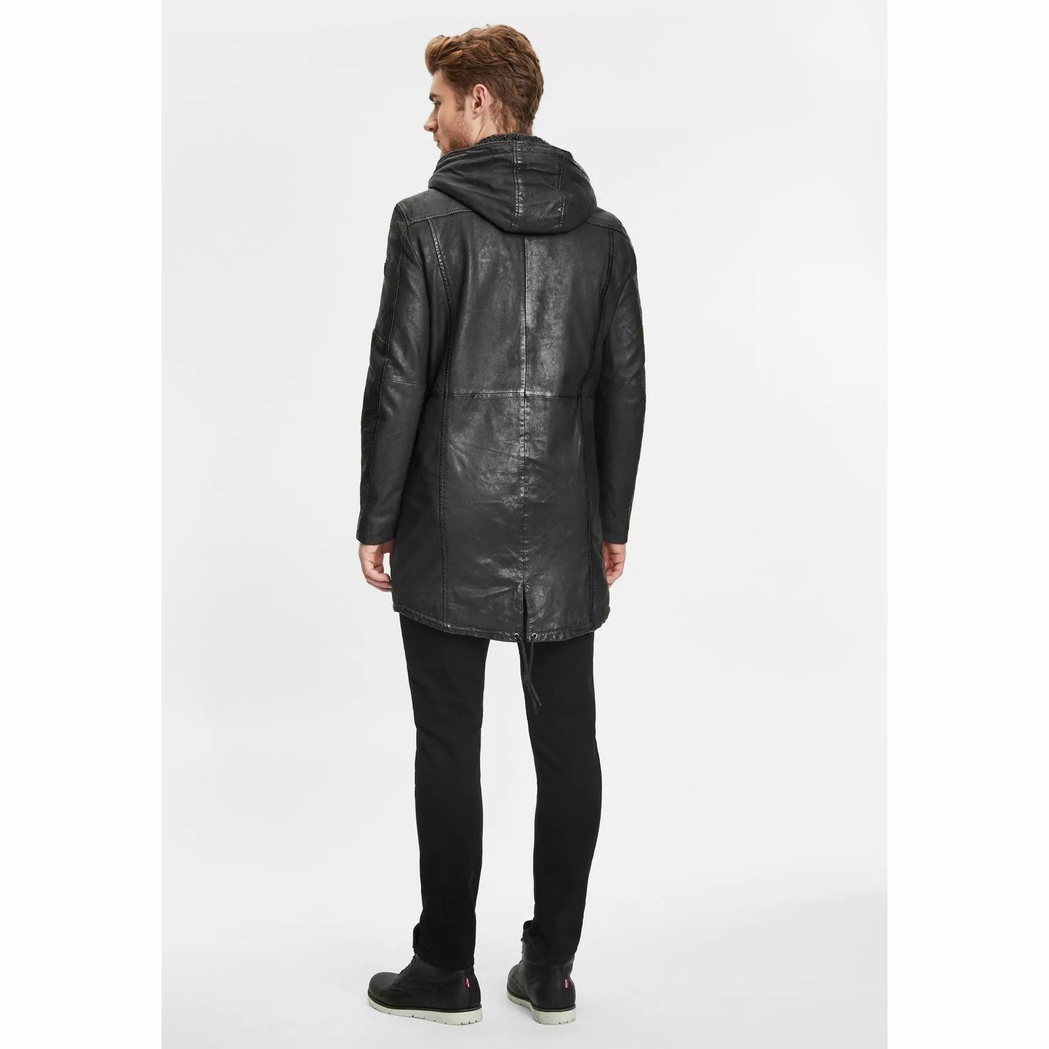 Geaca Lunga de Piele Barbati Gipsy Neagra GMEsmond – Black Friday