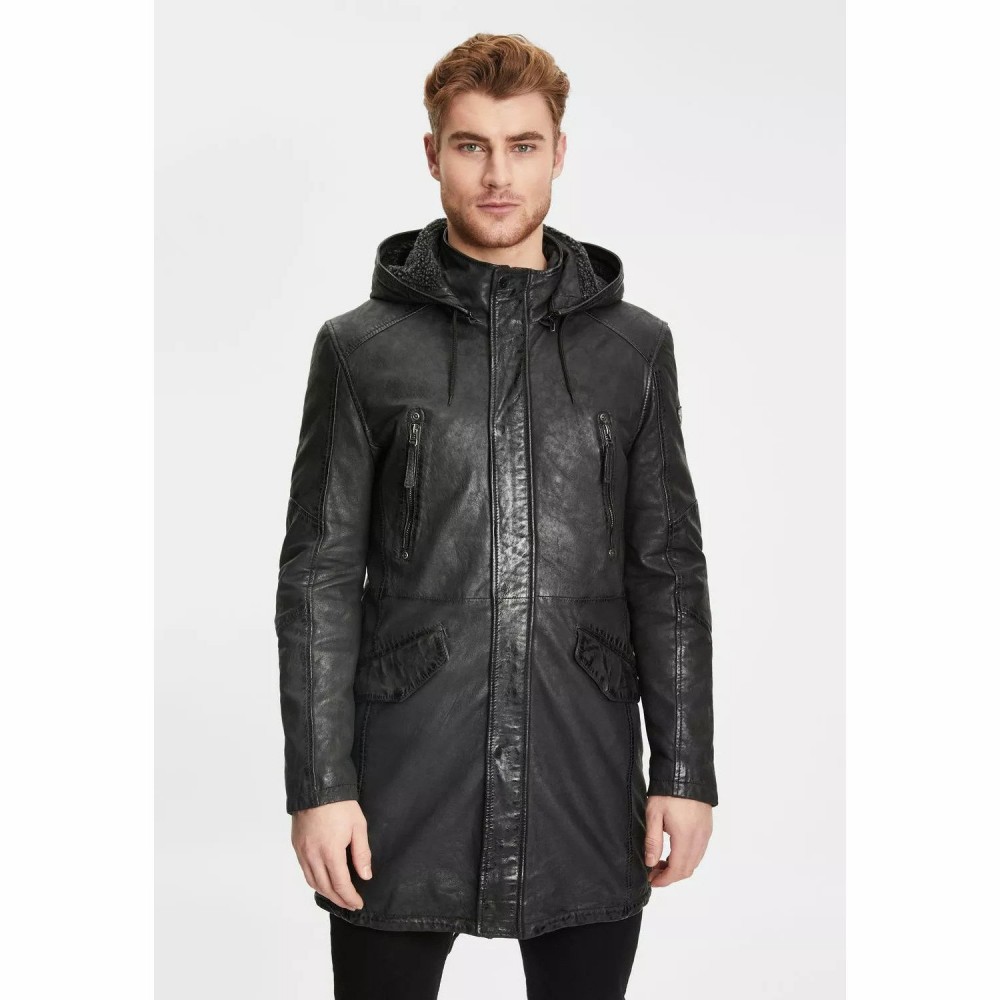 Geaca Lunga de Piele Barbati Gipsy Neagra GMEsmond Geaca Lunga de Piele Barbati Gipsy Neagra GMEsmond - readytowear.ro