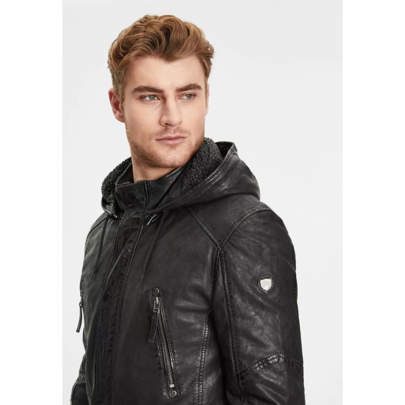 Geaca Lunga de Piele Barbati Gipsy Neagra GMEsmond – IMBRACAMINTE