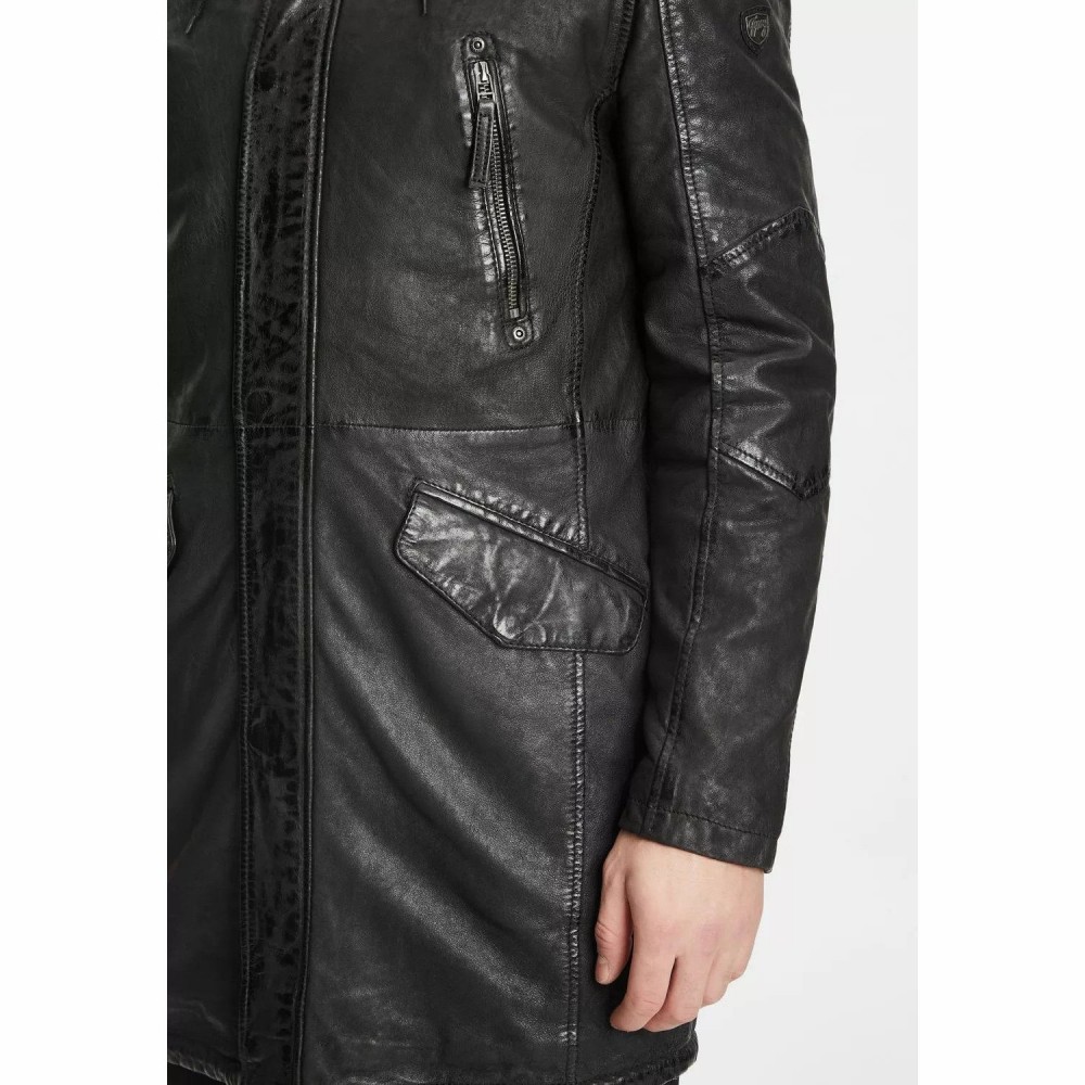 Geaca Lunga de Piele Barbati Gipsy Neagra GMEsmond Geaca Lunga de Piele Barbati Gipsy Neagra GMEsmond - readytowear.ro
