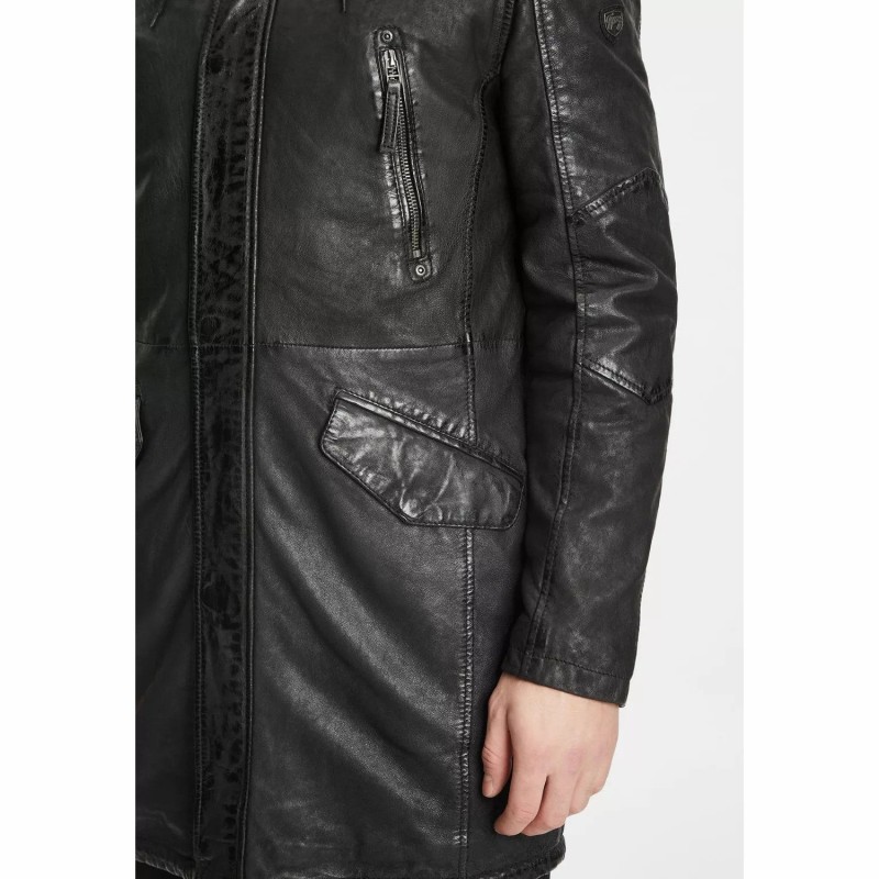 Geaca Lunga de Piele Barbati Gipsy Neagra GMEsmond – IMBRACAMINTE