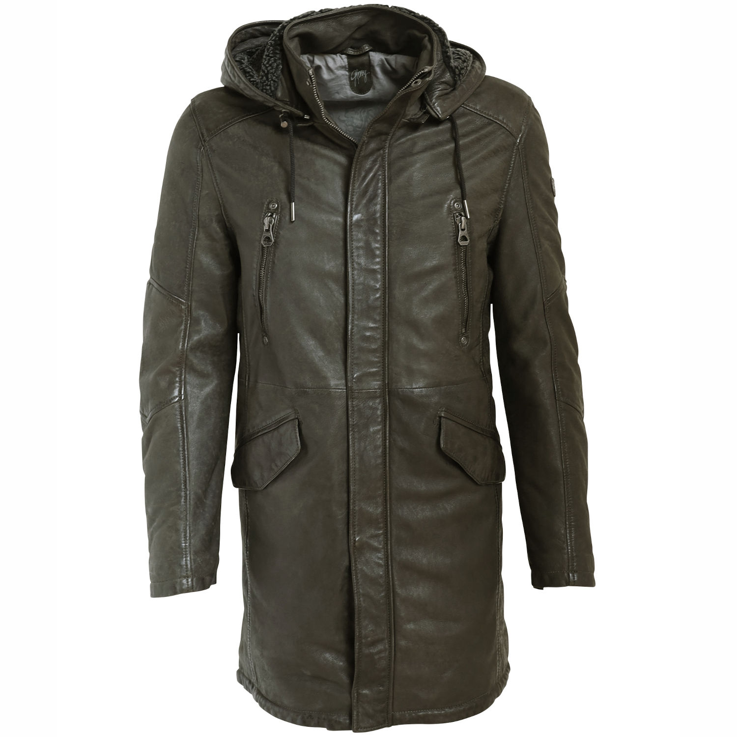 Geaca Lunga de Piele Barbati Gipsy Olive GMEsmond LCOUNTV W – Black Friday