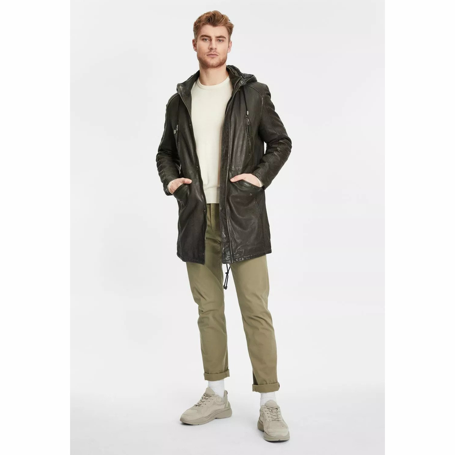 Geaca Lunga de Piele Barbati Gipsy Olive GMEsmond LCOUNTV W – Black Friday