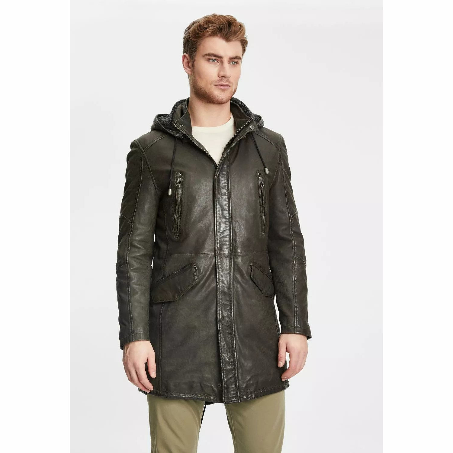 Geaca Lunga de Piele Barbati Gipsy Olive GMEsmond LCOUNTV W – Black Friday