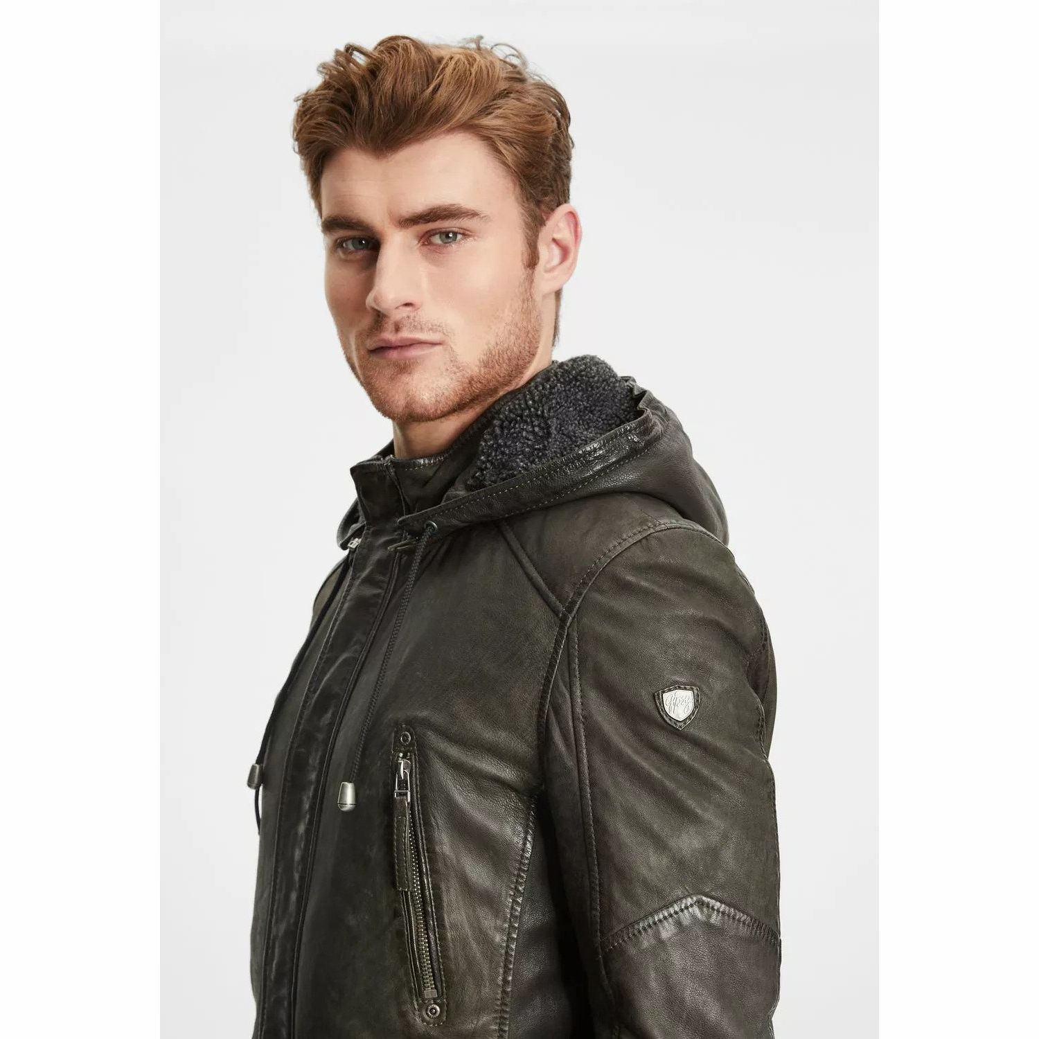 Geaca Lunga de Piele Barbati Gipsy Olive GMEsmond LCOUNTV W – Black Friday