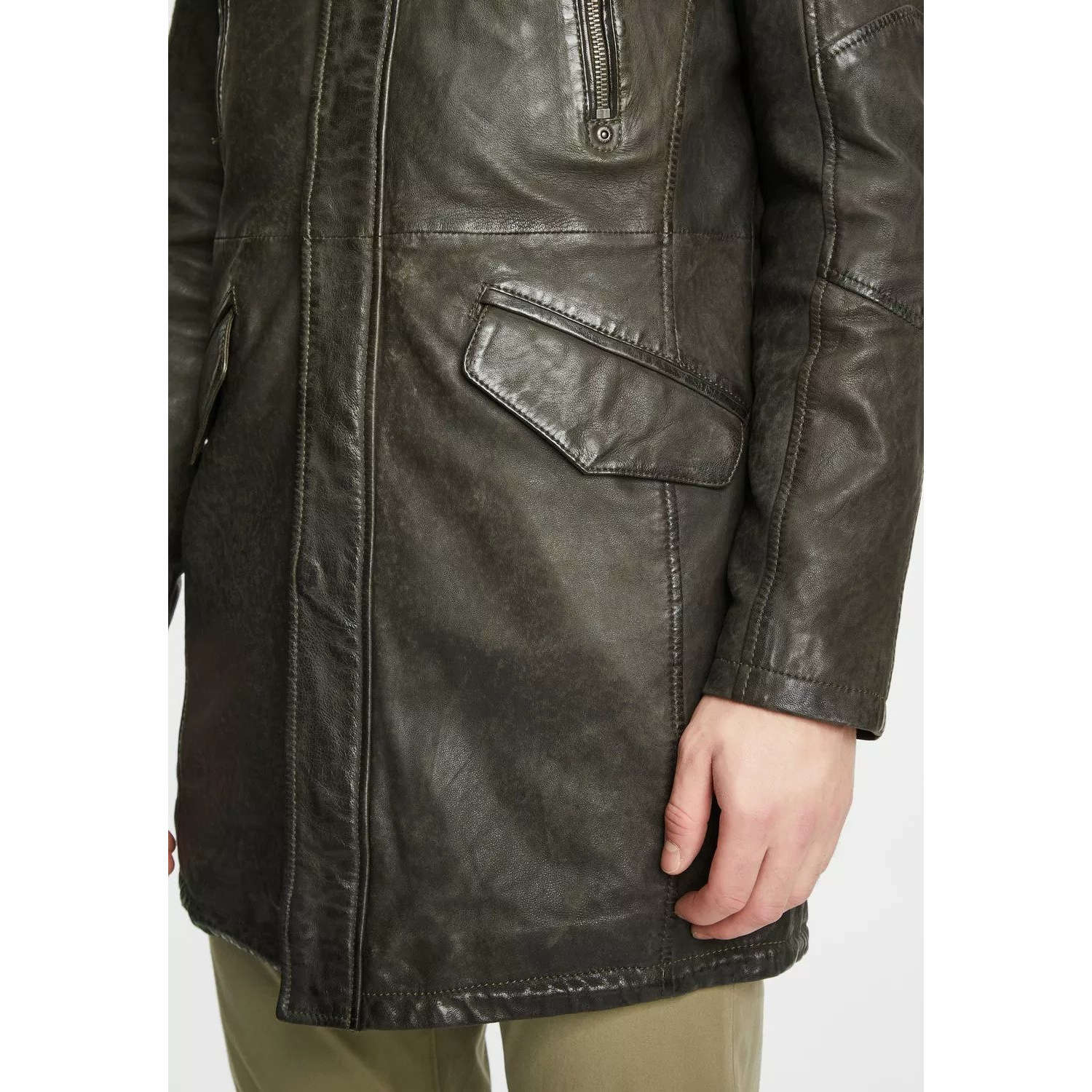 Geaca Lunga de Piele Barbati Gipsy Olive GMEsmond LCOUNTV W – Black Friday