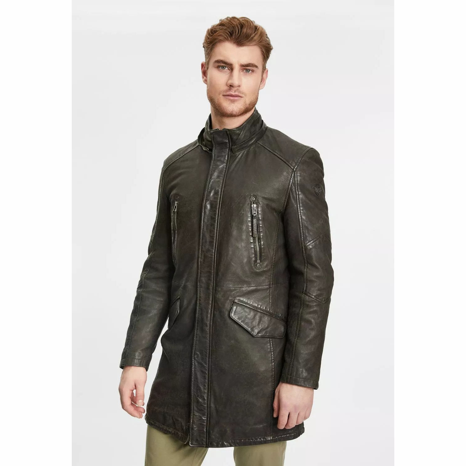 Geaca Lunga de Piele Barbati Gipsy Olive GMEsmond LCOUNTV W – Black Friday