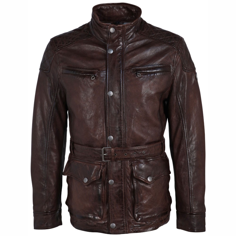 Geaca Lunga de Piele Barbati Gipsy Maro Inchis GMForth LATIMV Geaca Lunga de Piele Barbati Gipsy Maro Inchis GMForth LATIMV - readytowear.ro