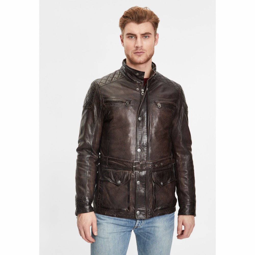 Geaca Lunga de Piele Barbati Gipsy Maro Inchis GMForth LATIMV Geaca Lunga de Piele Barbati Gipsy Maro Inchis GMForth LATIMV - readytowear.ro