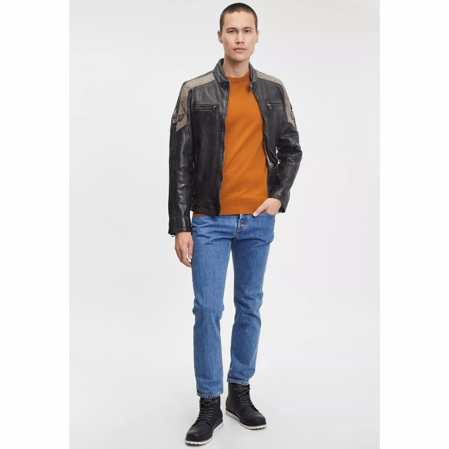 Geaca de Piele Barbati Gipsy Neagra GMGiel – Black Friday