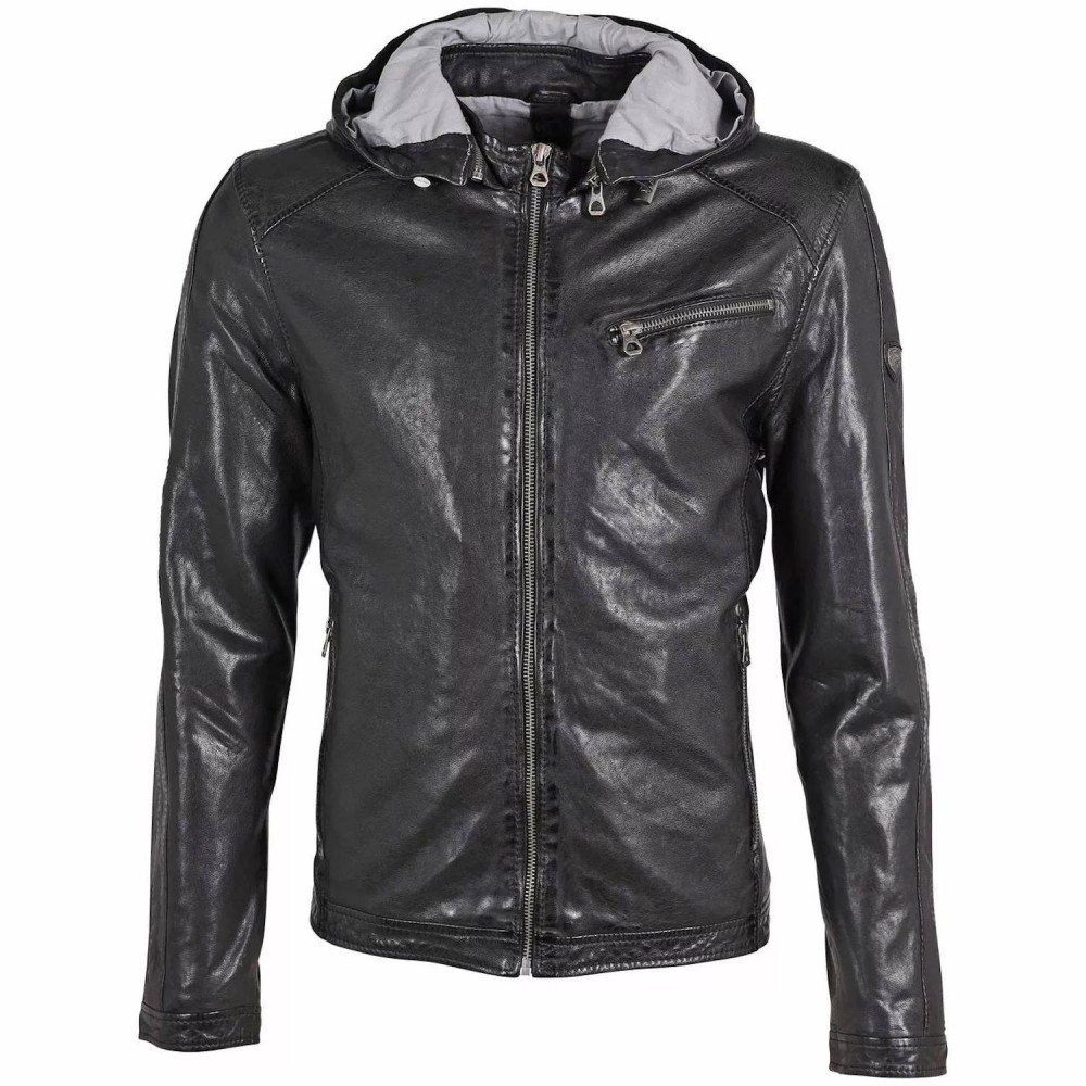 Geaca de Piele Barbati Gipsy Neagra GMGlenno LAMAXV - readytowear.ro