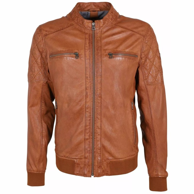 Geaca de Piele Barbati Gipsy Coniac GMGradie LDRV – IMBRACAMINTE