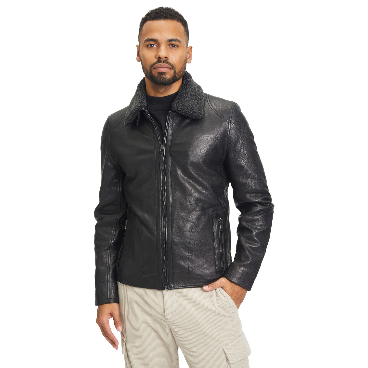 Geaca de Iarna din Piele Barbati Gipsy Neagra GMGrover – Black Friday