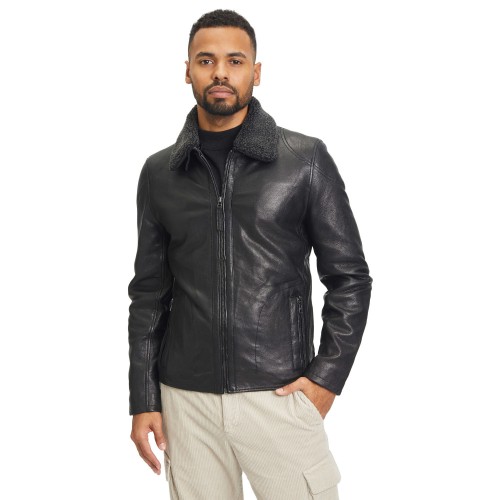 Geaca de Iarna din Piele Barbati Gipsy Neagra GMGrover