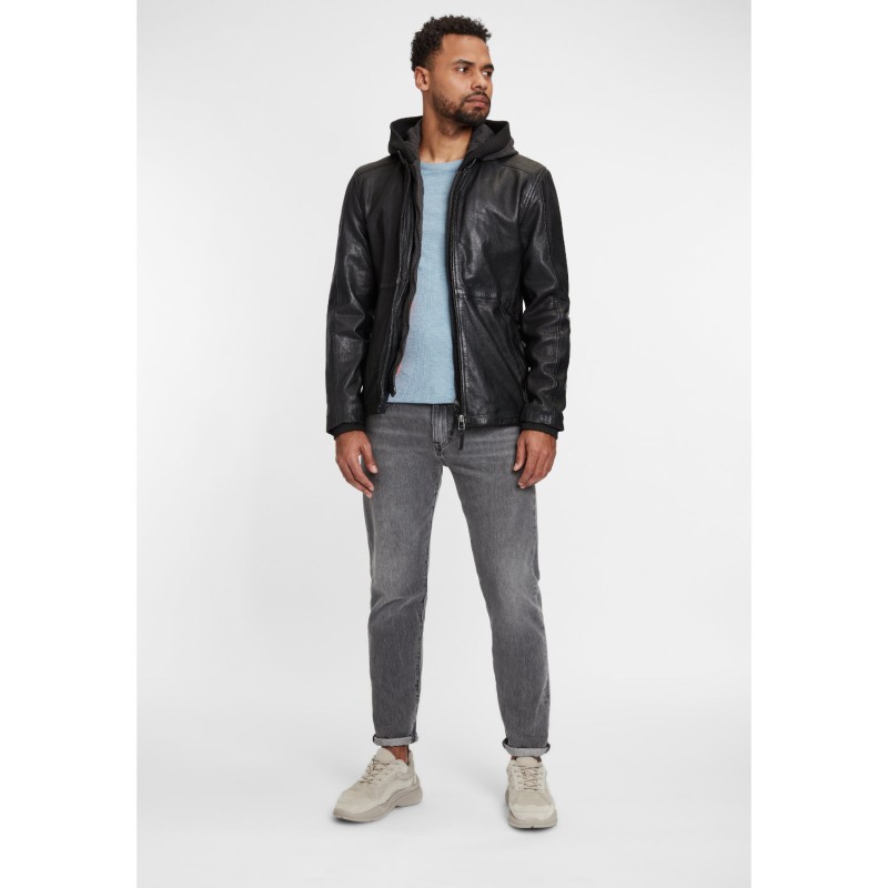 Geaca de Piele Barbati Gipsy Neagra GMHaydin – Black Friday