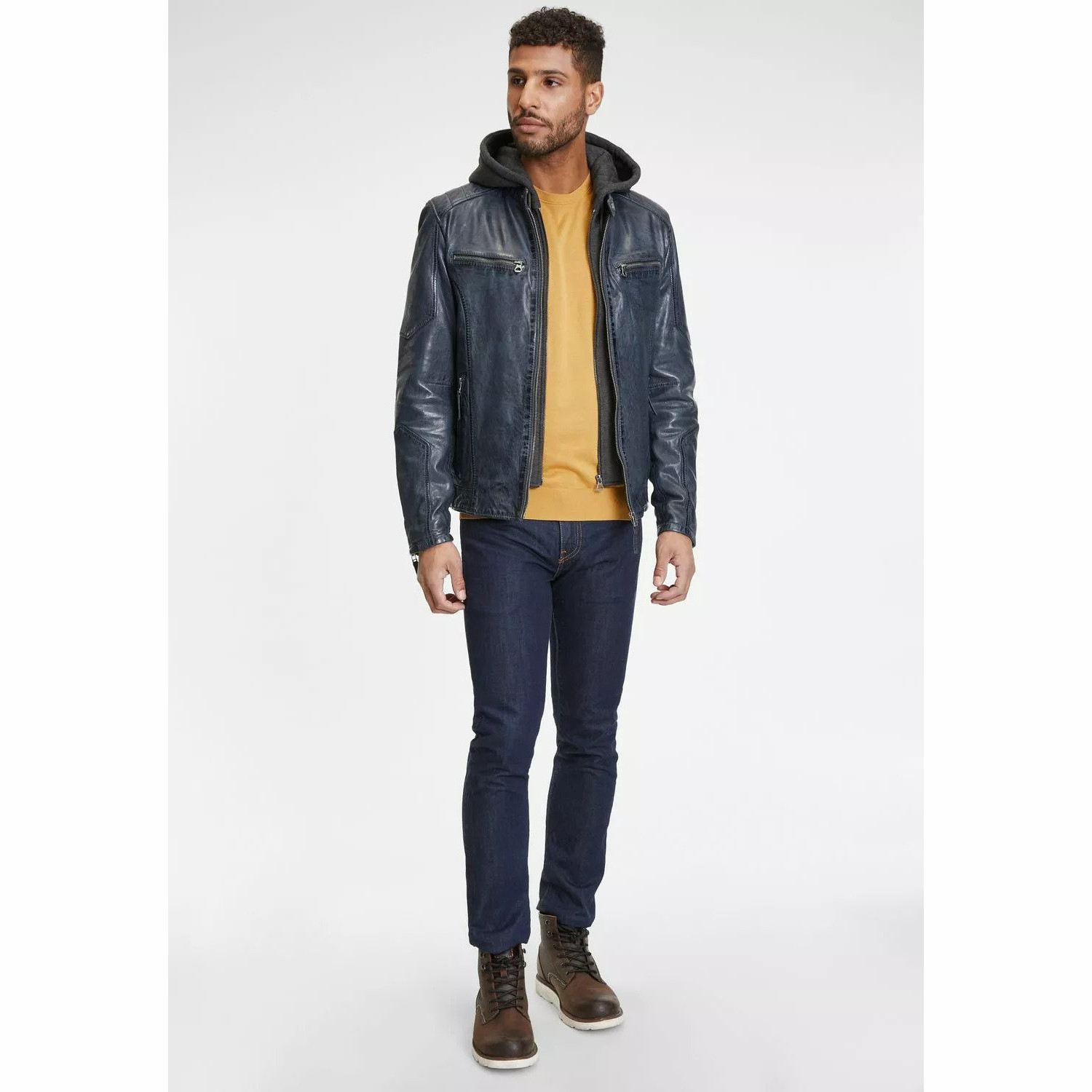 Geaca de Piele Barbati Gipsy Bleumarin GMHenno LAMAXV – Black Friday