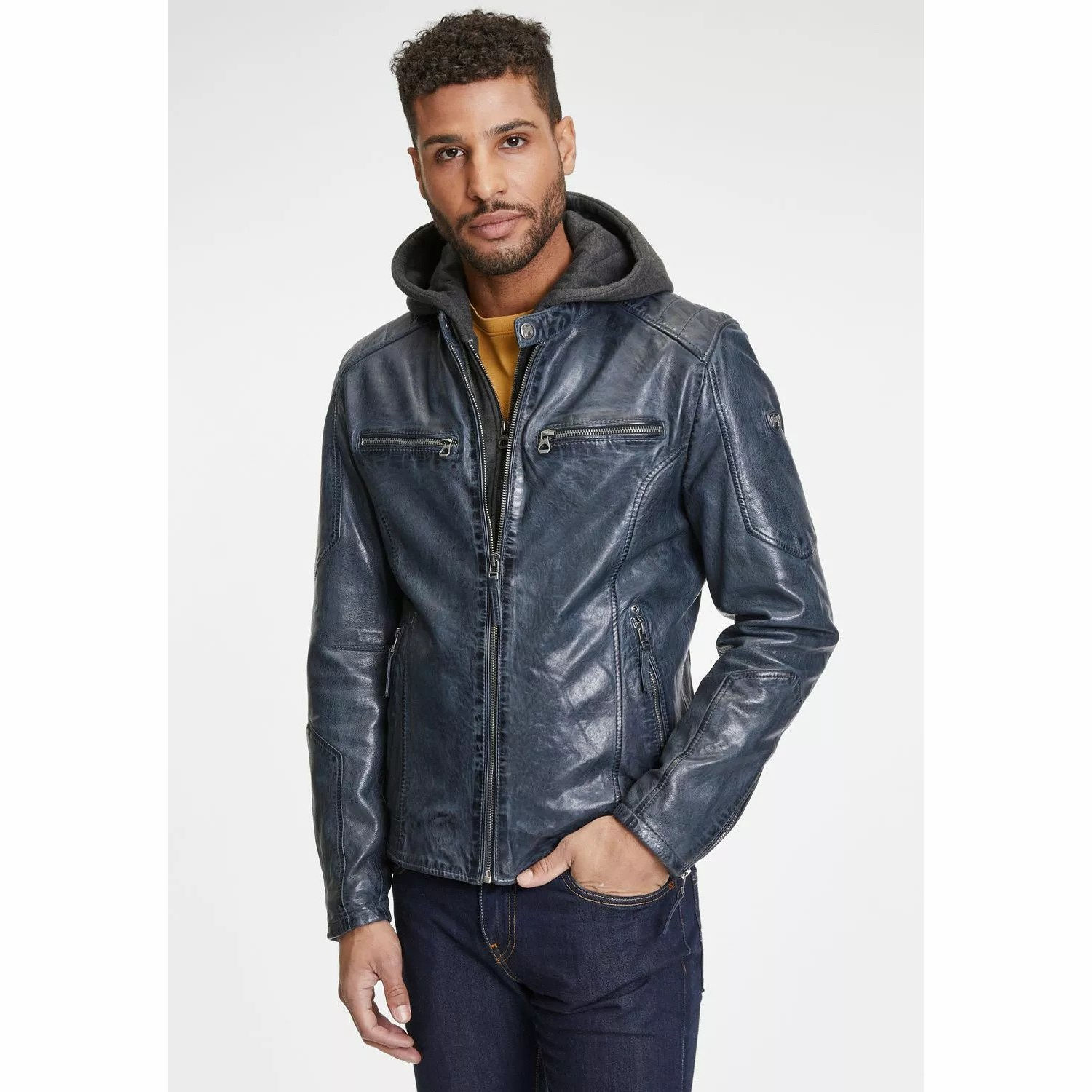 Geaca de Piele Barbati Gipsy Bleumarin GMHenno LAMAXV – Black Friday