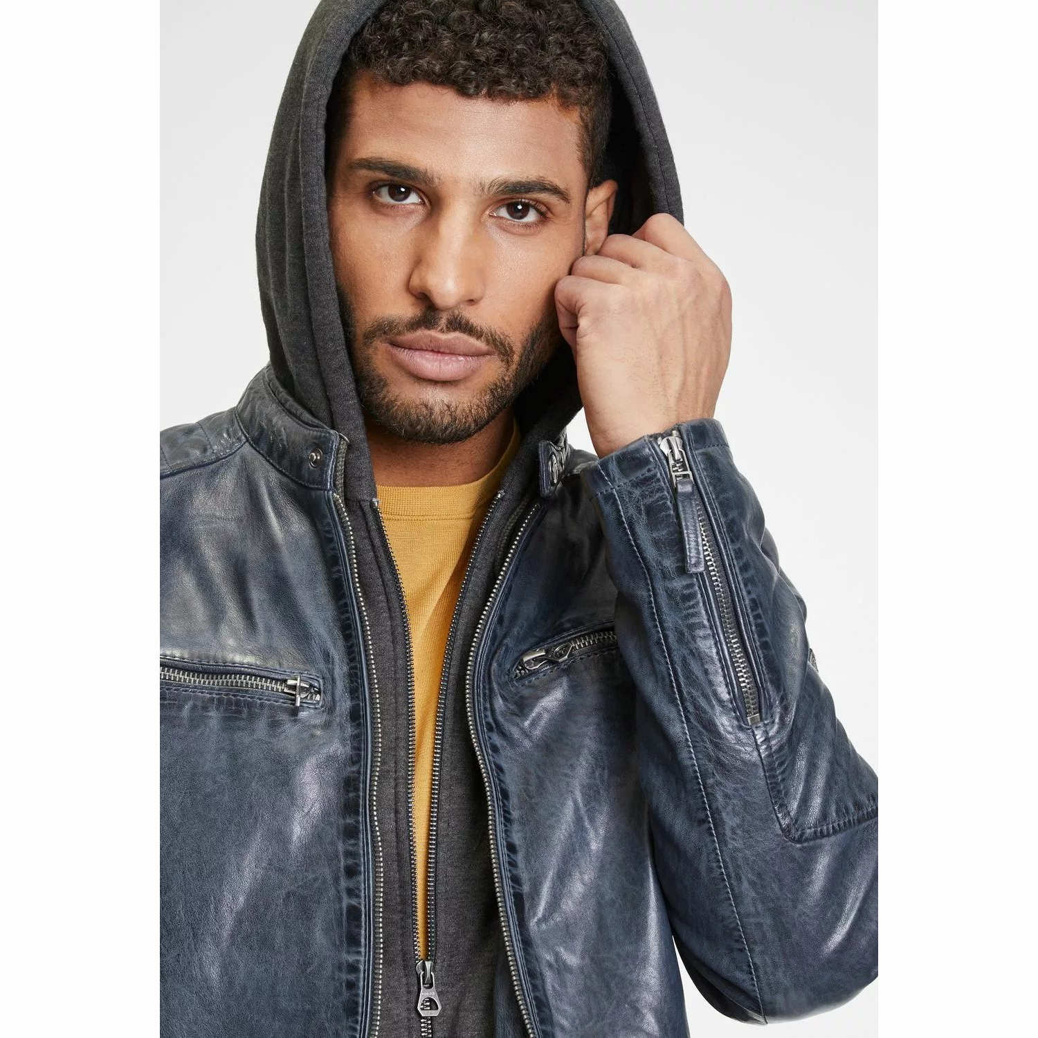 Geaca de Piele Barbati Gipsy Bleumarin GMHenno LAMAXV – Black Friday