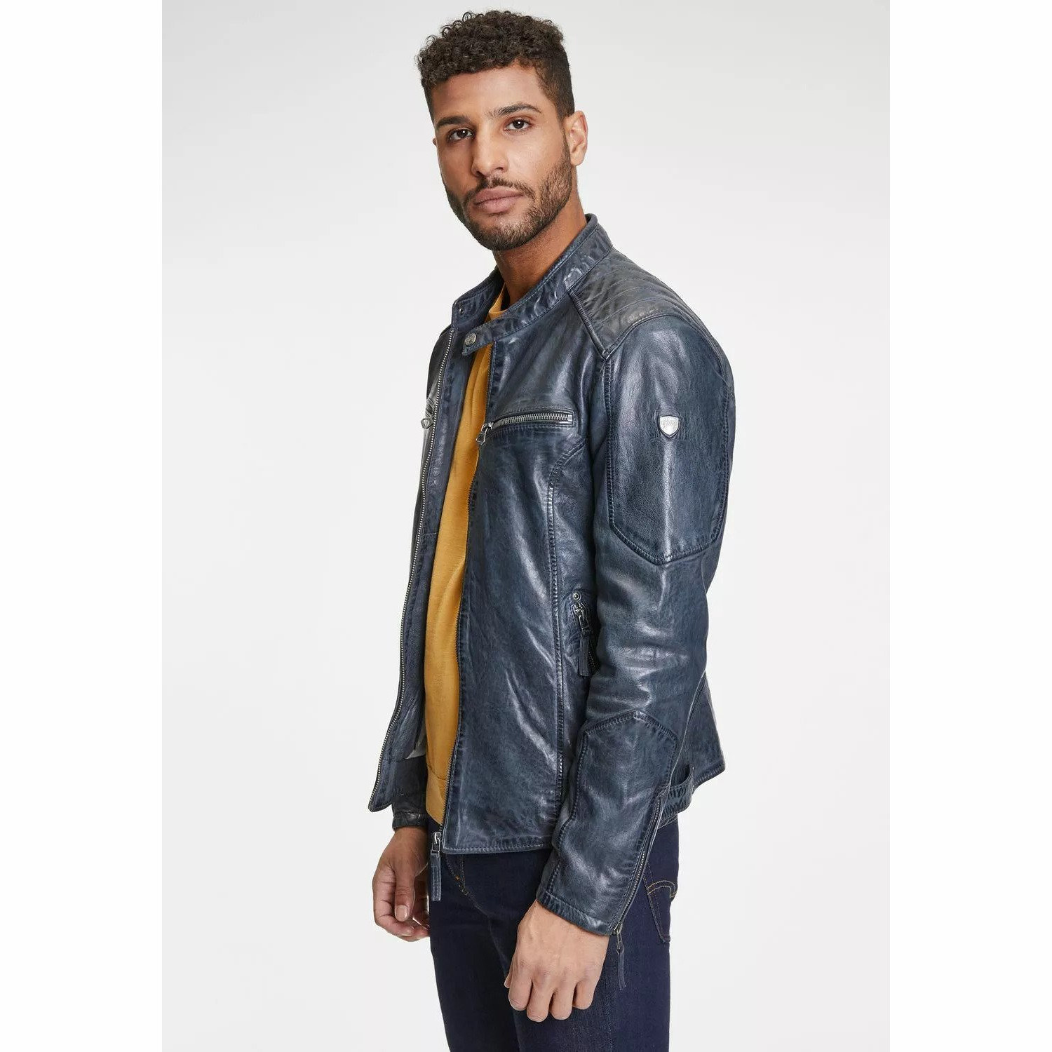 Geaca de Piele Barbati Gipsy Bleumarin GMHenno LAMAXV – Black Friday