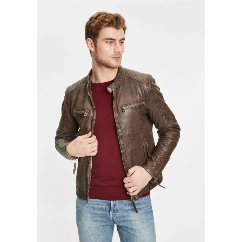 Geaca de Piele Barbati Gipsy Maro Inchis GMHenno LAMAXV – IMBRACAMINTE