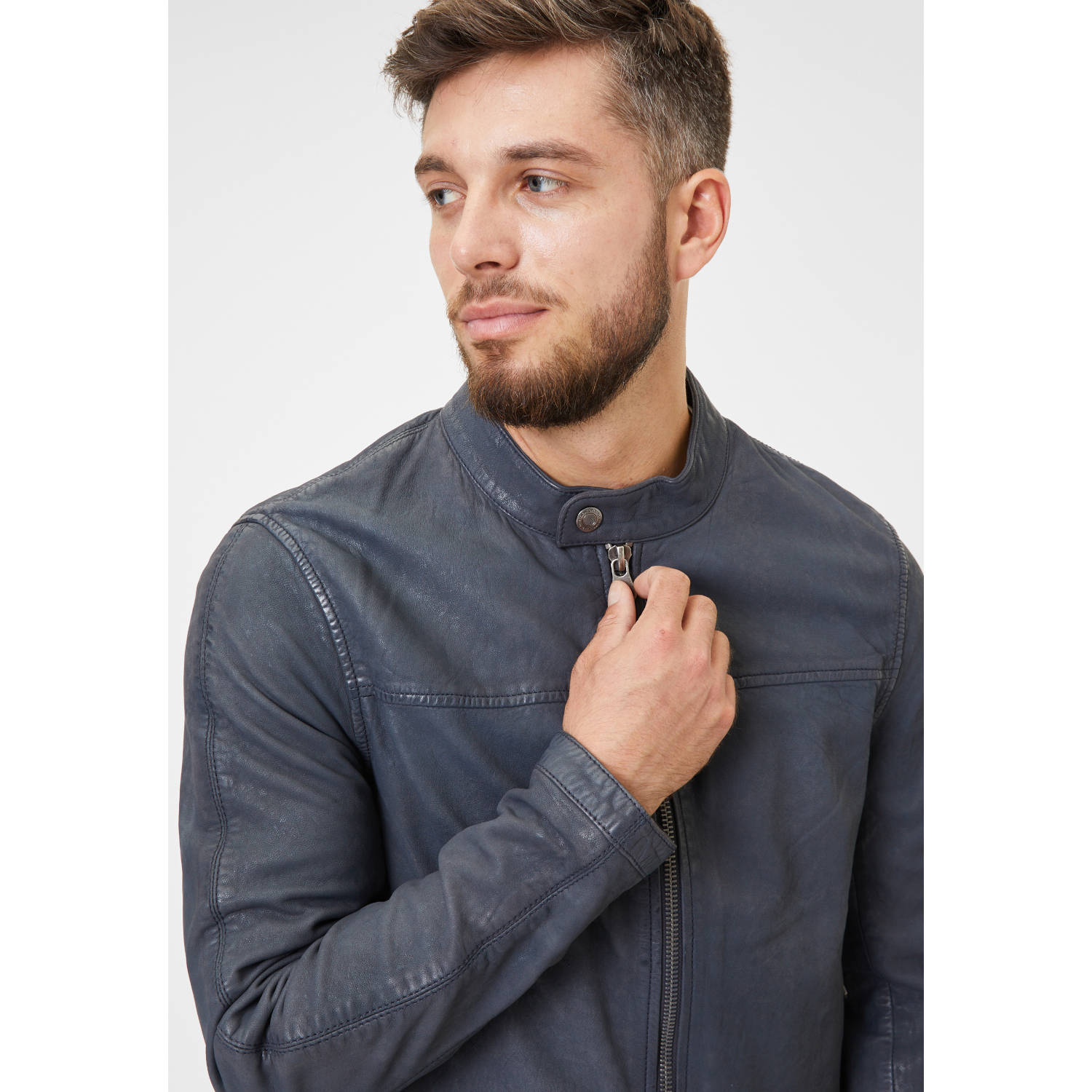 Geaca de Piele Barbati Gipsy Bleumarin GMHiet – IMBRACAMINTE