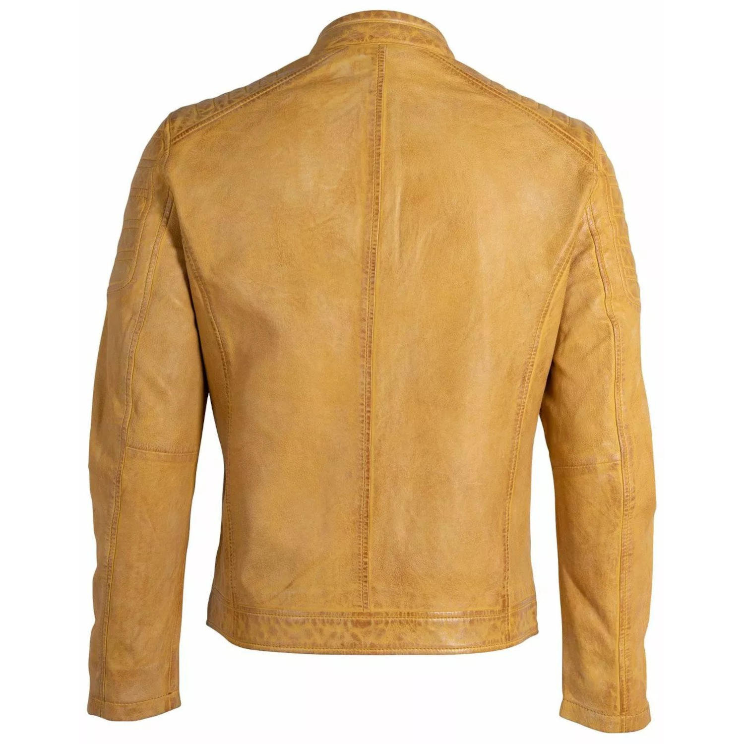 Geaca de Piele Barbati Gipsy Galbena GMIonut – IMBRACAMINTE