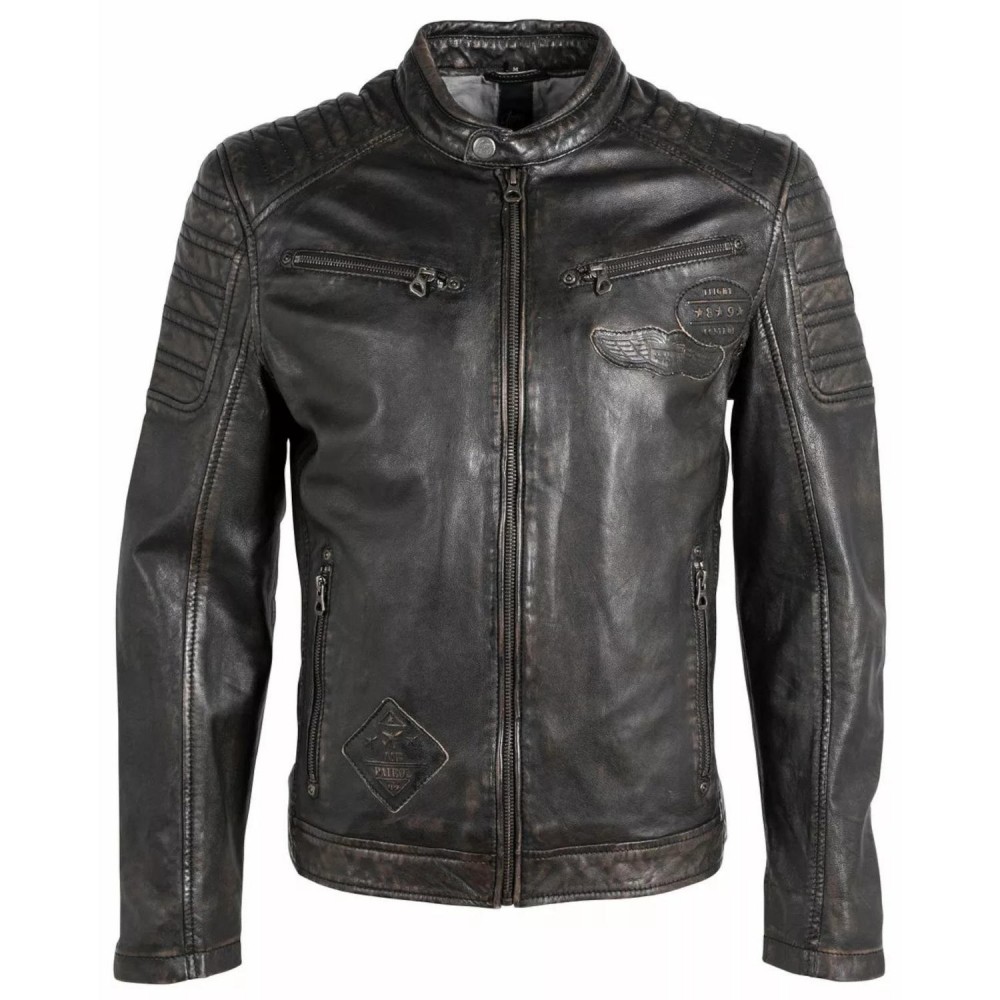 Geaca de Piele Barbati Gipsy Negru/Bej GMIonut NSLROV Geaca de Piele Barbati Gipsy Negru/Bej GMIonut NSLROV - readytowear.ro