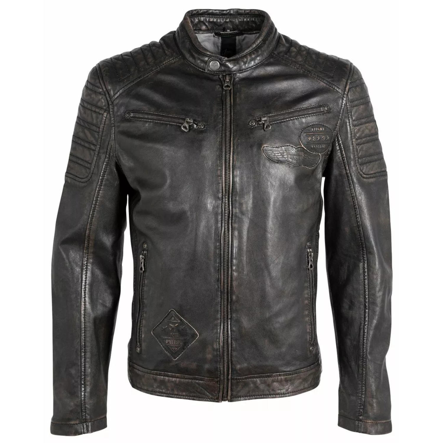 Geaca de Piele Barbati Gipsy Negru/Bej GMIonut NSLROV – IMBRACAMINTE