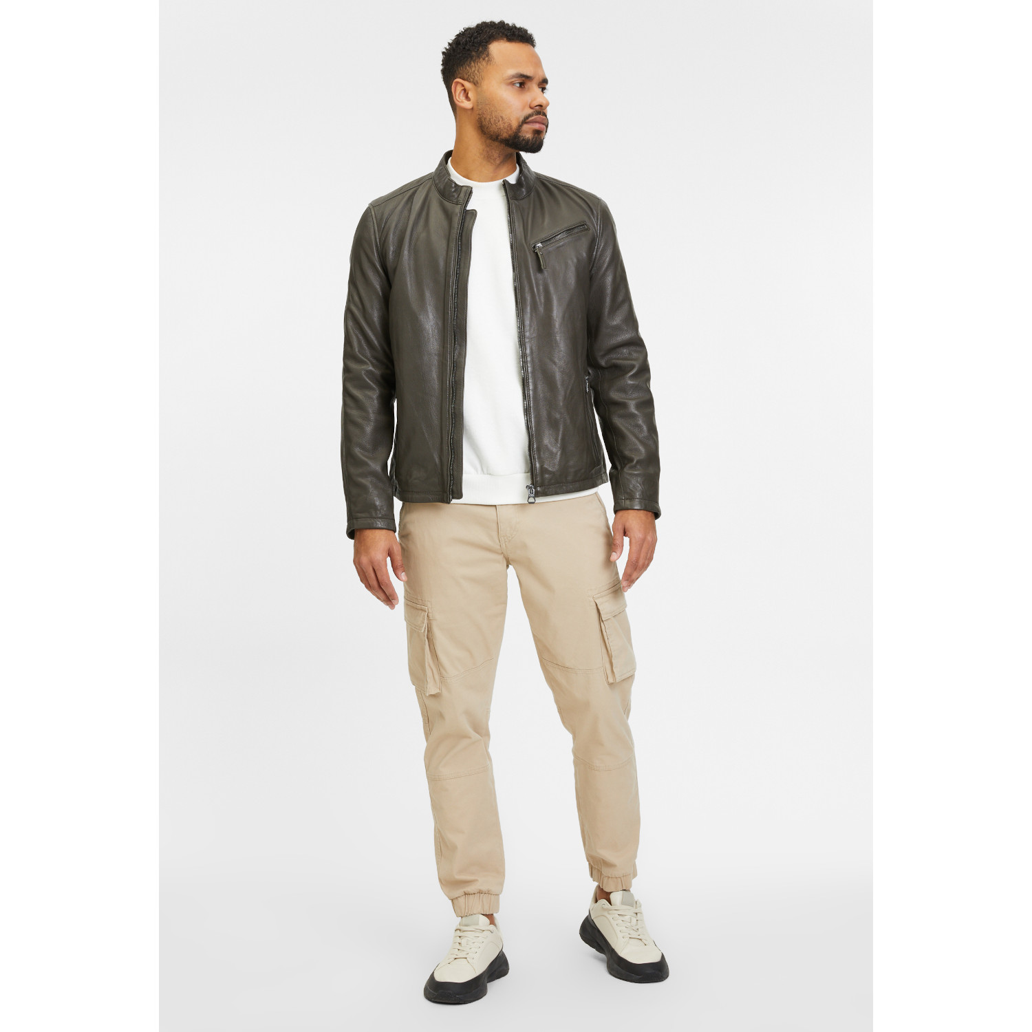 Geaca de Piele Barbati Gipsy Olive Inchis GMJaqua – IMBRACAMINTE