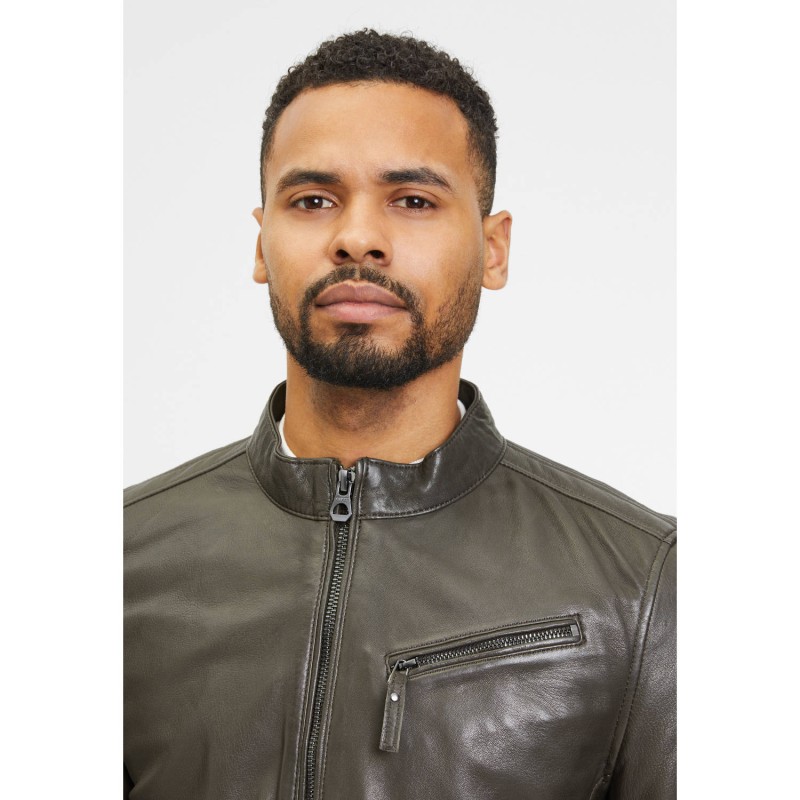 Geaca de Piele Barbati Gipsy Olive Inchis GMJaqua – Black Friday