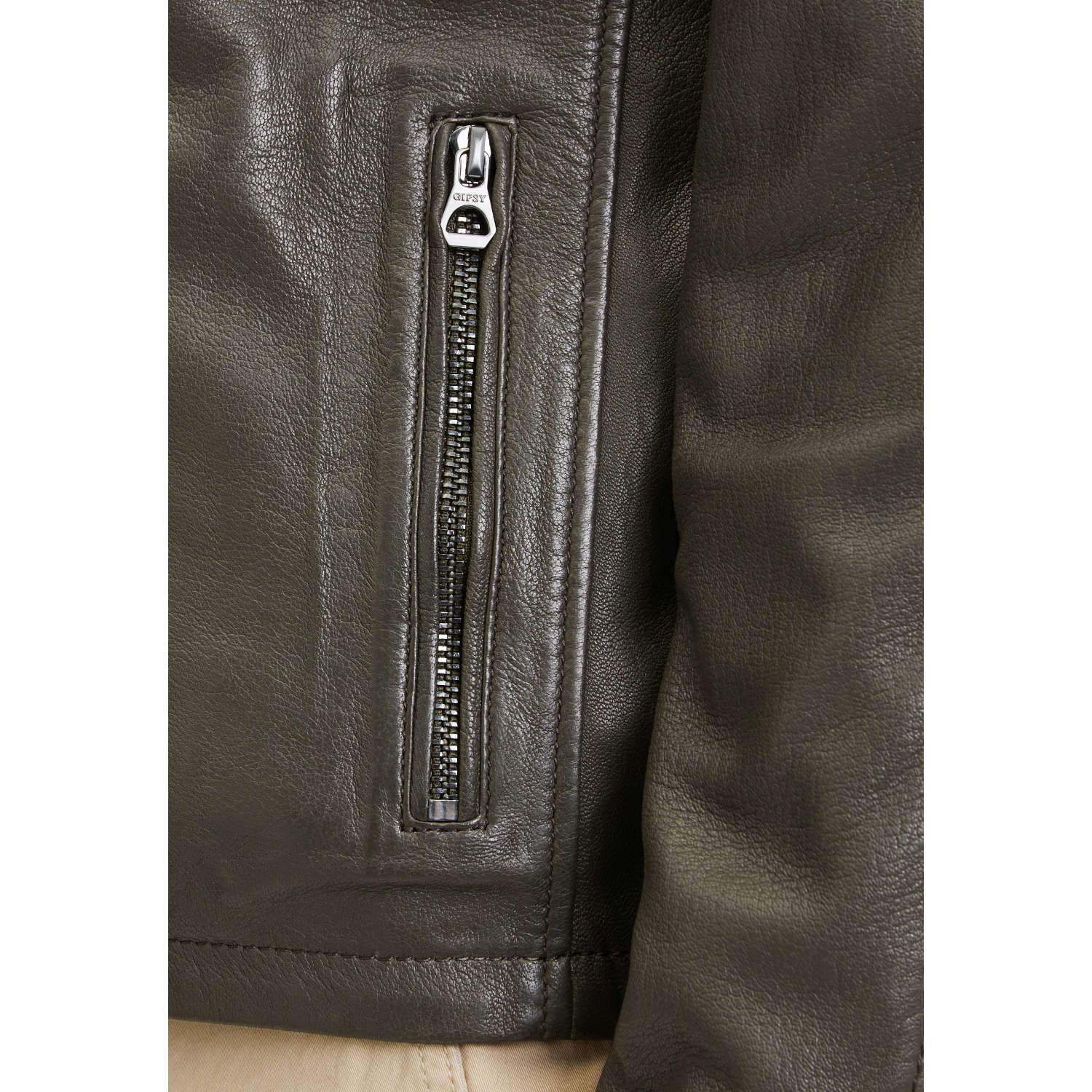 Geaca de Piele Barbati Gipsy Olive Inchis GMJaqua – IMBRACAMINTE