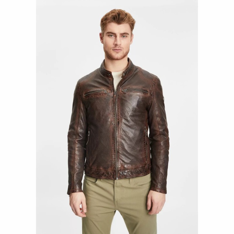 Geaca de Piele Barbati Gipsy Castanie GMJenno LASUV – Black Friday