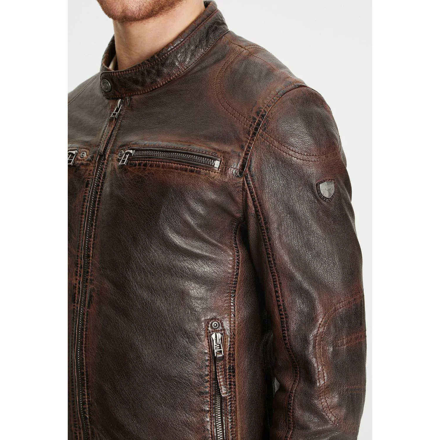 Geaca de Piele Barbati Gipsy Castanie GMJenno LASUV – Black Friday