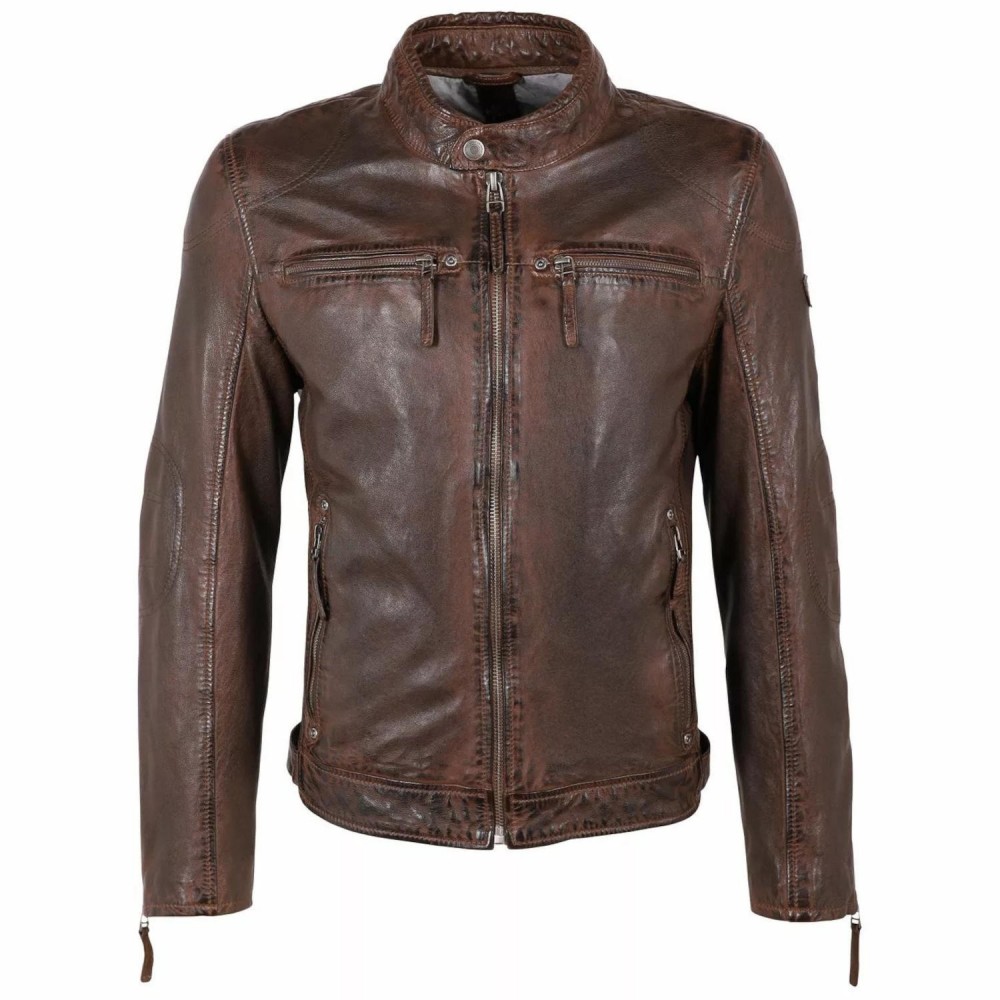 Geaca de Piele Barbati Gipsy Castanie GMJenno - readytowear