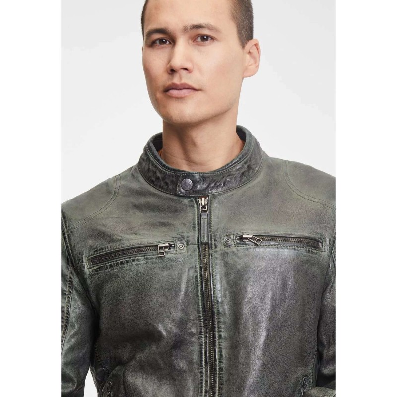 Geaca de Piele Barbati Gipsy Verde GMJenno – IMBRACAMINTE