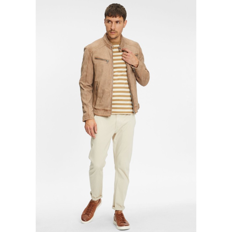 Geaca de Piele Barbati Gipsy Bej GMJonnas – IMBRACAMINTE