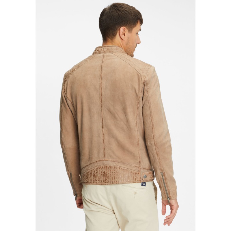 Geaca de Piele Barbati Gipsy Bej GMJonnas – IMBRACAMINTE