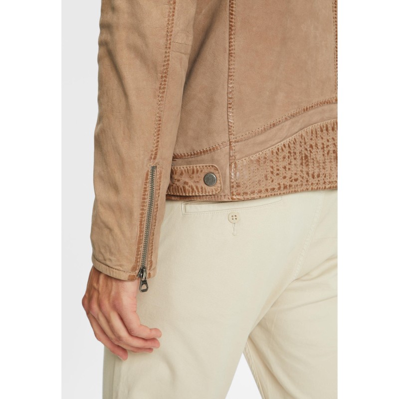 Geaca de Piele Barbati Gipsy Bej GMJonnas – IMBRACAMINTE