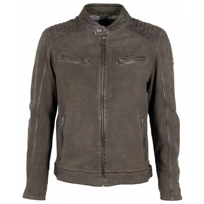 Geaca de Piele Barbati Gipsy Verde Prafuit GMJonnas – Black Friday