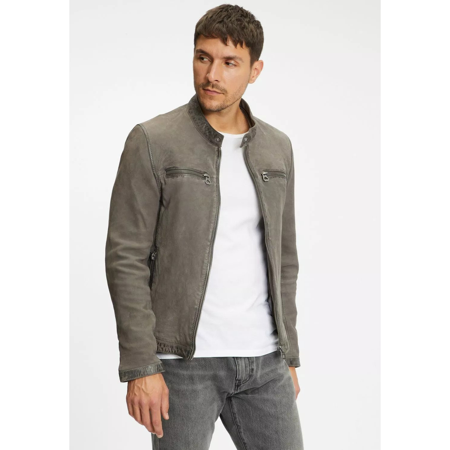 Geaca de Piele Barbati Gipsy Gri Inchis GMJonno SF LNUV – Black Friday Geaca de Piele Barbati Gipsy Gri Inchis GMJonno SF LNUV – Black Friday