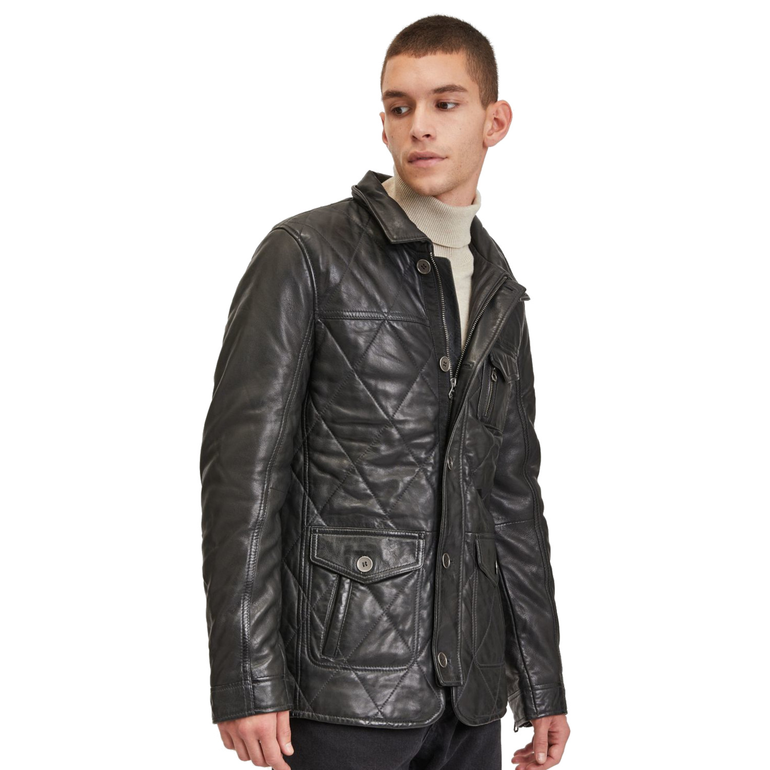 Geaca Lunga de Piele Barbati Gipsy Antracit GMKalisdo 2 – Black Friday