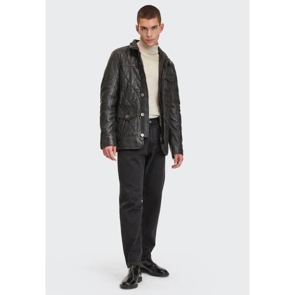 Geaca Lunga de Piele Barbati Gipsy Antracit GMKalisdo 2 – Black Friday — fotografia 5