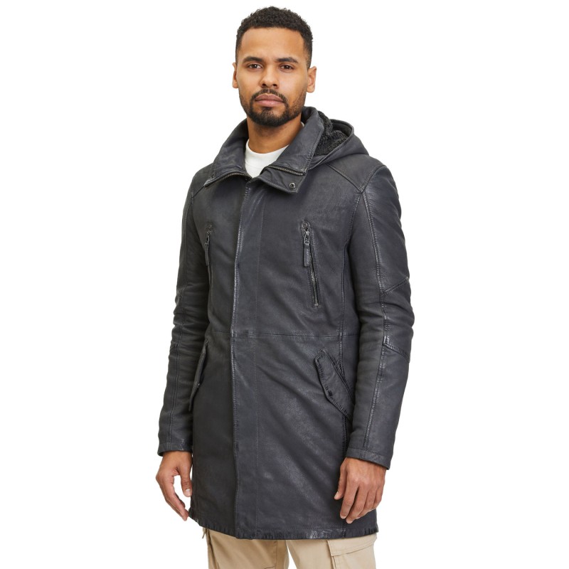 Geaca Lunga de Piele Barbati Gipsy Antracit GMKassio – IMBRACAMINTE