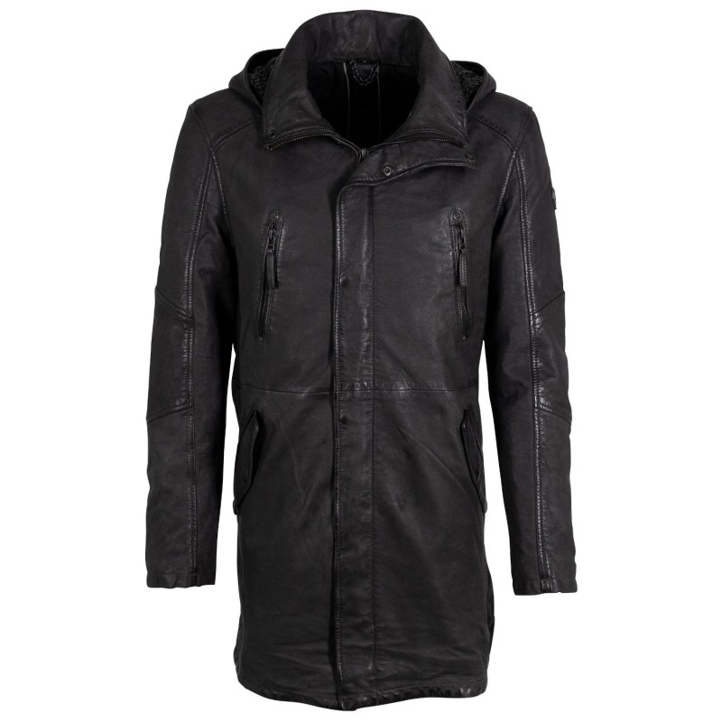 Geaca Lunga de Piele Barbati Gipsy Antracit GMKassio – IMBRACAMINTE