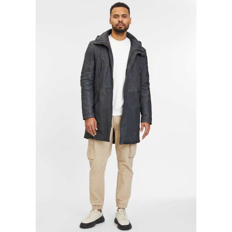 Geaca Lunga de Piele Barbati Gipsy Antracit GMKassio – IMBRACAMINTE