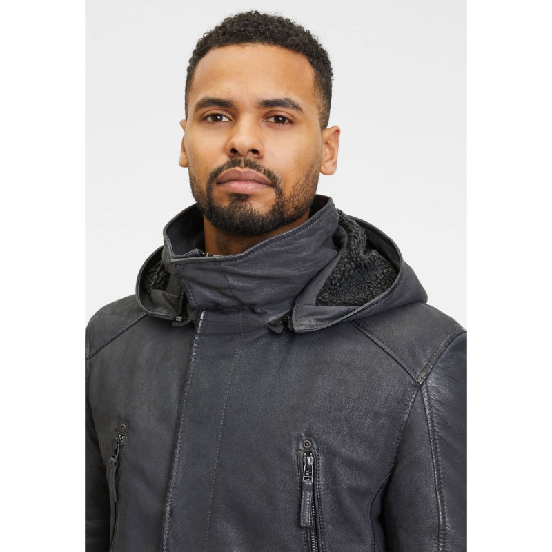 Geaca Lunga de Piele Barbati Gipsy Antracit GMKassio – IMBRACAMINTE